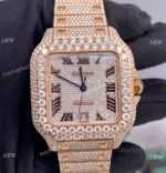 BV Factory Cartier Santos de Watch Iced Out Rose Gold Case